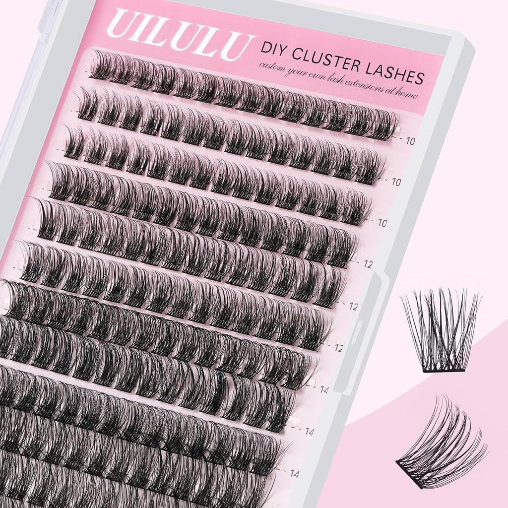 Lash Clusters kit 10-16mm DIY Lash Extension Kit 144 D Curl Fluffy Clusters Lashes 0.07D Individual Lashes Clusters False Eyelashes Set Eye Lash Kits Extensions Kit