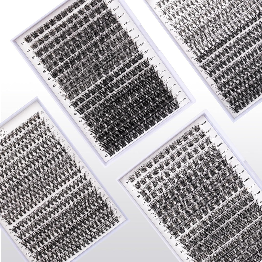 Lash Clusters 204 Pcs Individual Lashes Clusters Eyelash Extensions False Eyelashes DIY Lash Extension Kit Reusable False Eyelashes Natural Look Mix 10-16mm C D Curl(DM01+DM17)