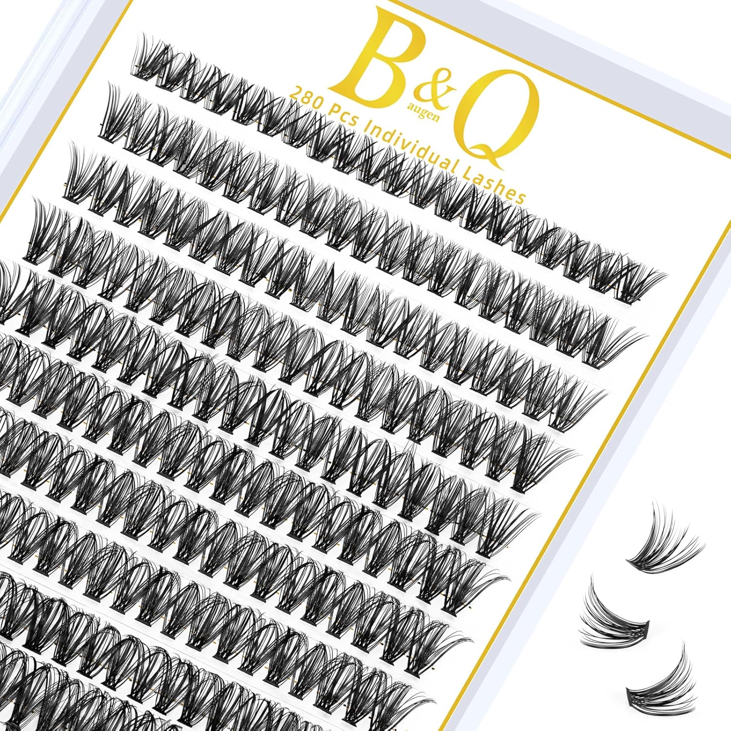 B&Qaugen Individual Lashes 280 Clusters False Eyelash Extensions at Home (40D-D,12MM)