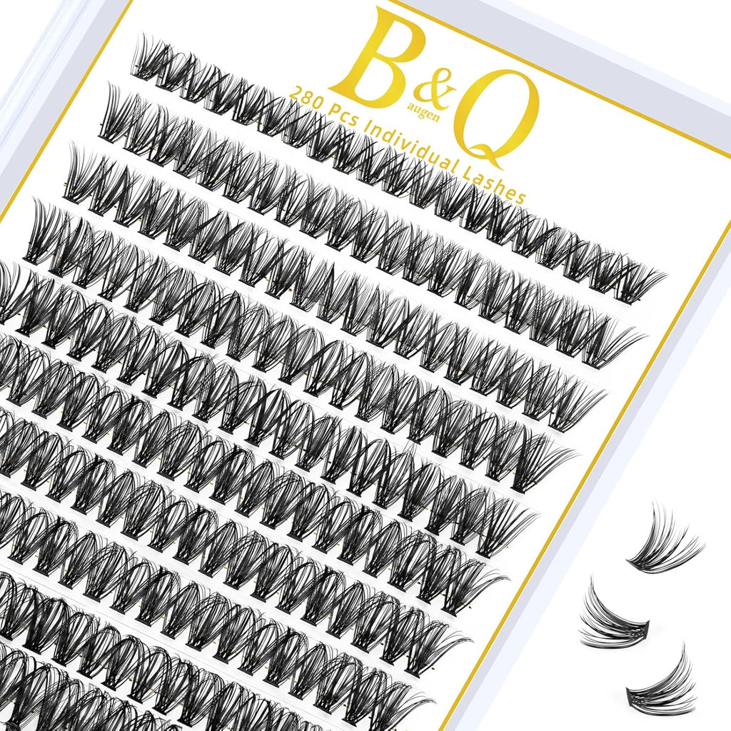 B&Q Lash Clusters 40D-D-13 Individual Lashes 280 Clusters False Eyelash 10D 20D 30D 40D Lash Clusters Extensions Individual Lashes Cluster DIY Eyelash Extensions at Home (40D-D,13MM)