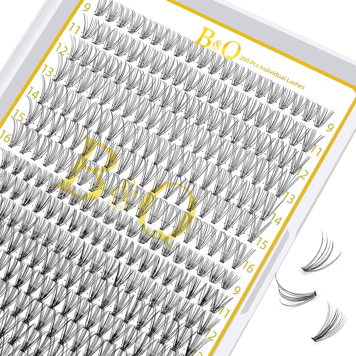 B&Qaugen Lash Clusters 10D+20D-9-16 LASH Individual Lashes 280 Clusters False Eyelash 10D 20D Lash Clusters Extensions Individual Lashes Cluster DIY Eyelash Extensions (RRDH-10D+20D-9-16)