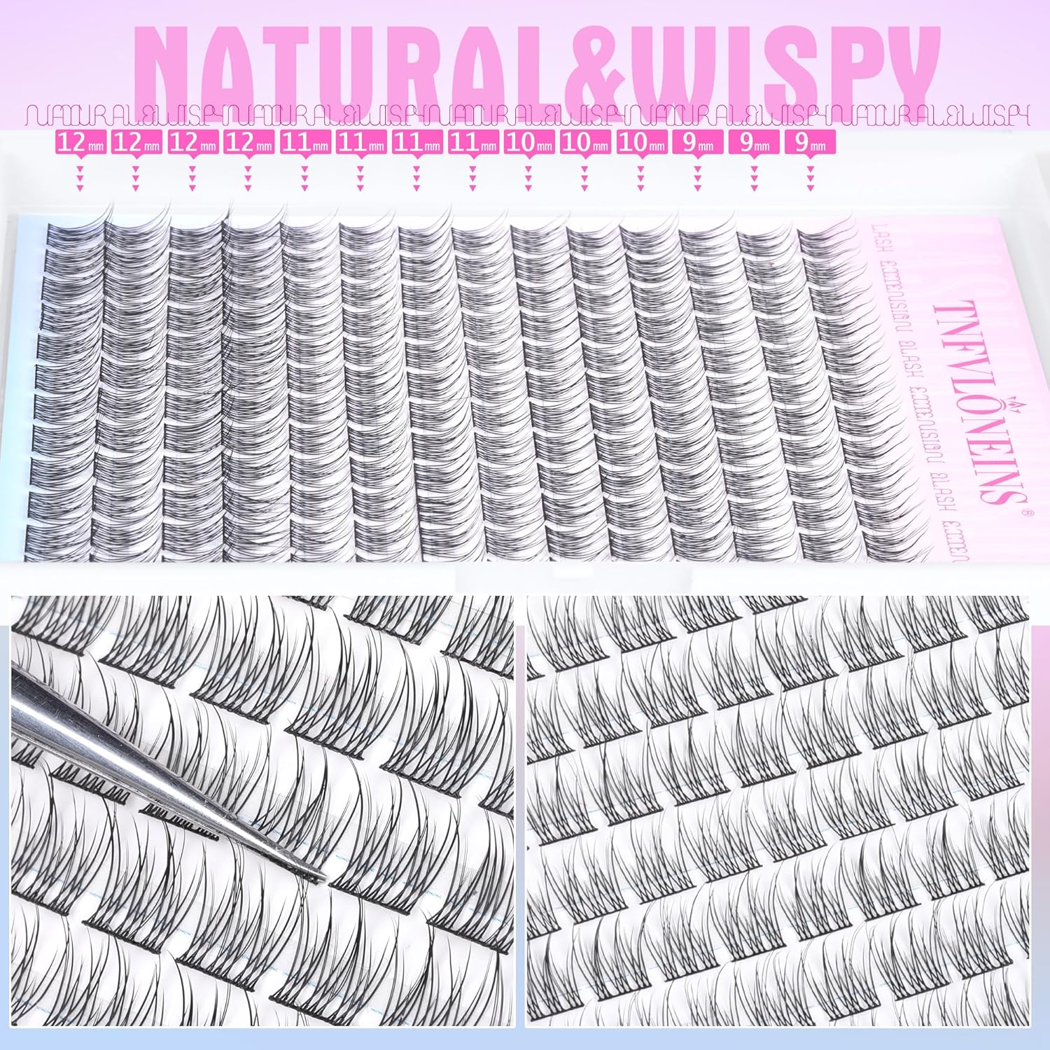 Natural Lash Clusters Wispy Eyelash Extension 168Pcs Cluster Lashes Extensions Natural Individual Lashes 9-12mm Eyelash Clusters DIY Korean False Eyelashes by TNFVLONEINS