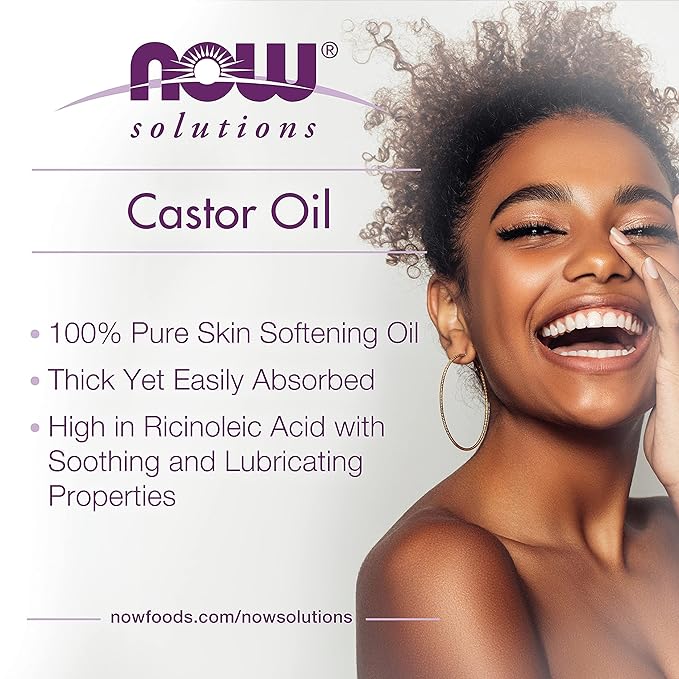 NOW Foods Solutions, Castor Oil, 100% Pure Versatile Skin Care, Multi-Purpose Skin Softener, 16-Ounce
