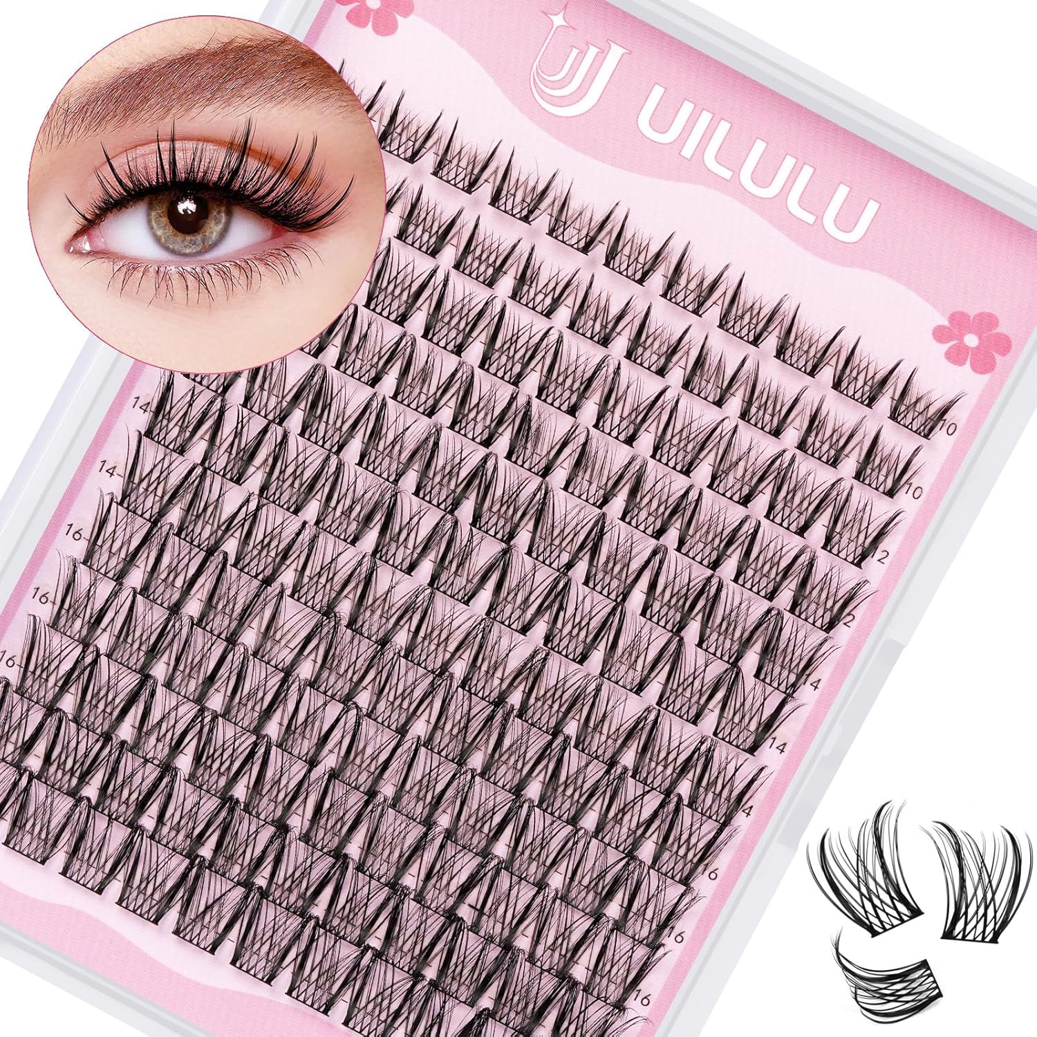 Lash Clusters D Curl Wispy Clusters Lashes 0.07D 10-18 MIX 132 Eyelashes Individual Lashes DIY Lash Extensions at Home False Lashes Wide Band Natural Eye Lash Clusters U09 Lash