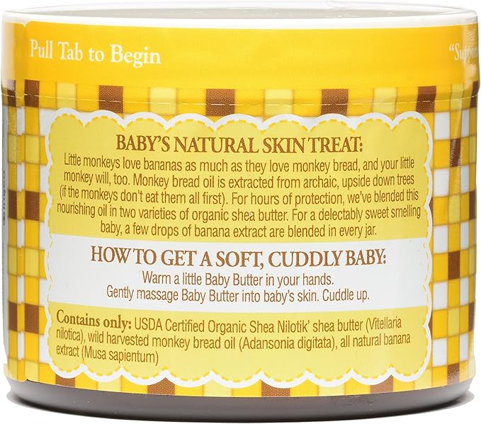 Shea Terra Organics Mama and Baby Collection | Bananas & Monkey Bread Baby Butter | Non Toxic All Natural Emollient with Baobab and Shea Butter for Cradle Cap, Rashes, Diaper Area and Dry Skin – 6oz