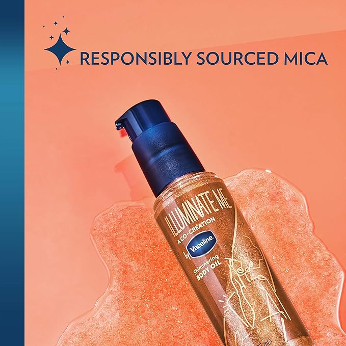 Vaseline Illuminate Me Shimmering Body Oil Created for Melanin Rich Skin, Illuminates Skin with Finishing Touch of Shimmer for Glowing Skin 3.3 oz