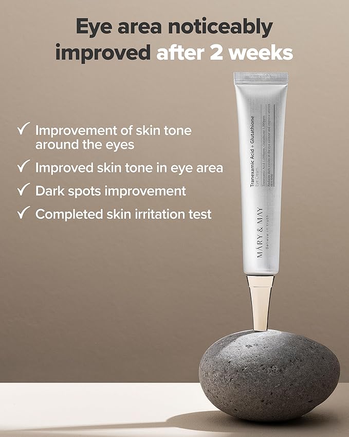Mary&May Tranexamic Acid + Glutathione Eye Cream - Powerful Antioxidant, Reduces Dark Circles in the Eye, Improve Uneven Skin Tone with Vitamin C - Suitable for Morning and Night Use, 1.01 oz.