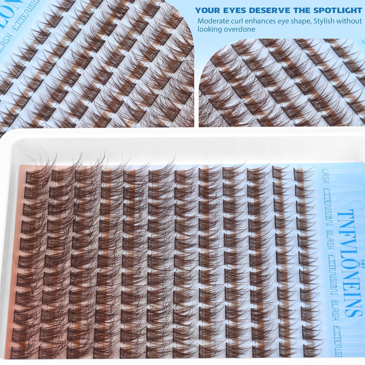 Brown Lash Clusters Natural Eyelash Clusters Fluff Individual Lashes Wispy Cluster Eyelash Extensions 8-16MM Lash Extensions Matte Brown Lashes Clusters Soft Eye Lashes Pack by TNFVLONEINS