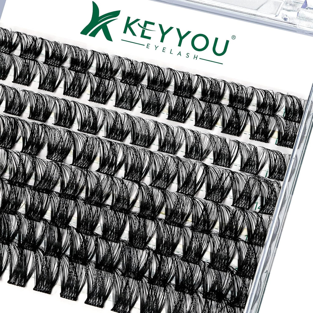 Lash Clusters,96 Pcs Cluster Lashes D Curl 10-18MIX DIY Lash Extensions Eyelash Clusters,KEYYOU Volume Wispy Individual Lashes Soft&Comfortable Easy DIY at Home(Y01,D-10-18MIX)