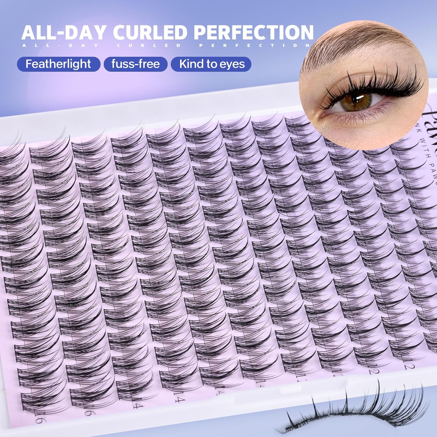 Pawotence Natural Lash Clusters Kit Eyelash Clusters 10-16mm Fairy Cluster Lashes Extension Kit Individual Lashes Cluster Wispy with Lashes Cluster Glue, Tweezers for Cluster Eyelash Extensions Kit