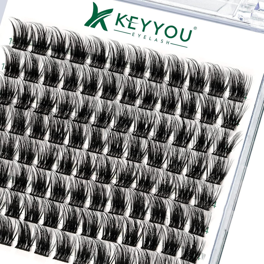 Lash Clusters 96pcs Individual Lashes Y08 D Curl 8-18MIX Cluster Lashes KEYYOU Volume Wispy Lash Extension Soft&Comfortable Easy DIY at Home(Y08 D-8-18MIX)