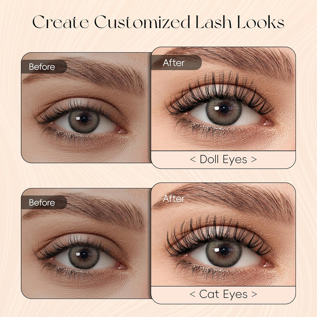 Lash Clusters DIY Lash Extensions, D Curl Individual Lashes Clusters Lashes Wispy Lash Extensions Natural Look Eyelash Clusters Mix 8-16mm(30D-0.07D-8-16mm)