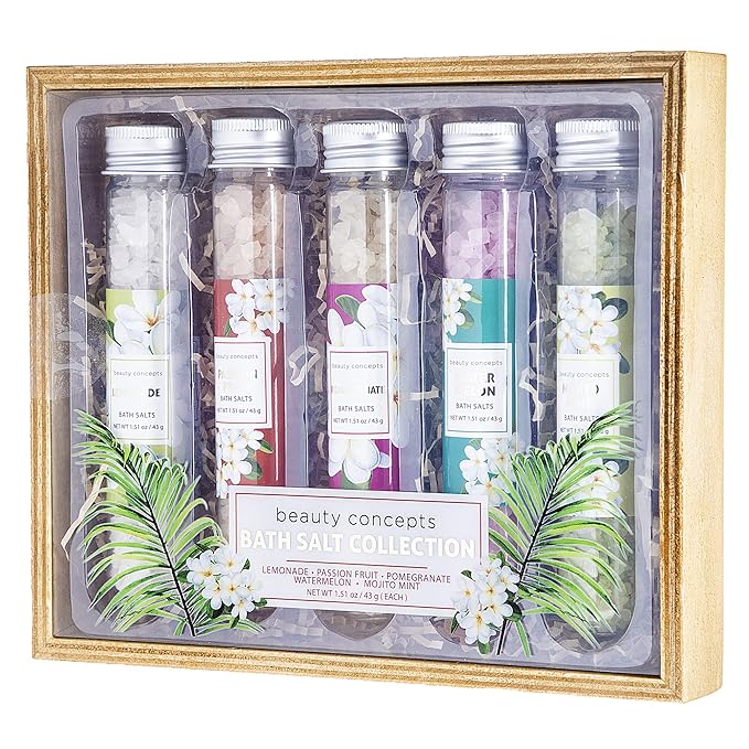 B.C. Beauty Concepts Aromatherapy Bath Salts- Epsom Salts for Soaking, Relaxing Bath Spa Set, Scented in Vanilla Almond, Shea Butter, Sweet Mint, Honey Rose, and Lavender, Tropical