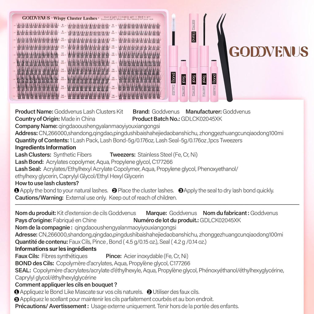 Lash Clusters Kit 9-14mm Wispy Eyelash Clusters Lashes Natural DIY Lash Extension Kit Short Cluster Eyelash Extensions Kit 300pcs C Curl Individual Lashes Cluster Eyelash (With Tweezers)