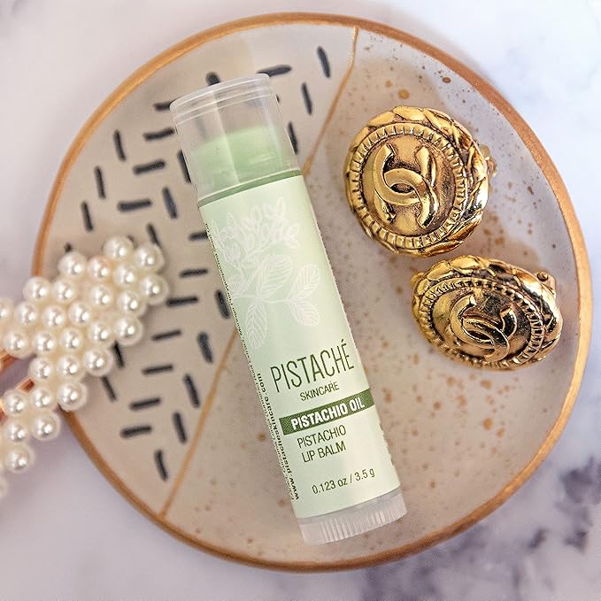 Pistaché Skincare Pistachio Oil Lip Balm + Hydrates + Plumps + Moisturizing and Nourishes + Antioxidant Protection