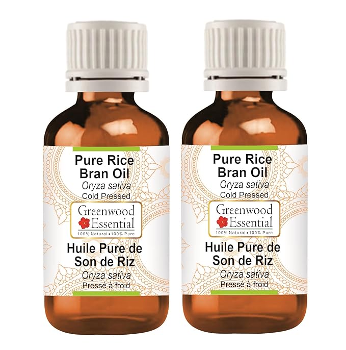 Pure Rice Bran Oil (Oryza Sativa) Cold Pressed (Pack of Two) 100ml X 2 (6.76 oz)