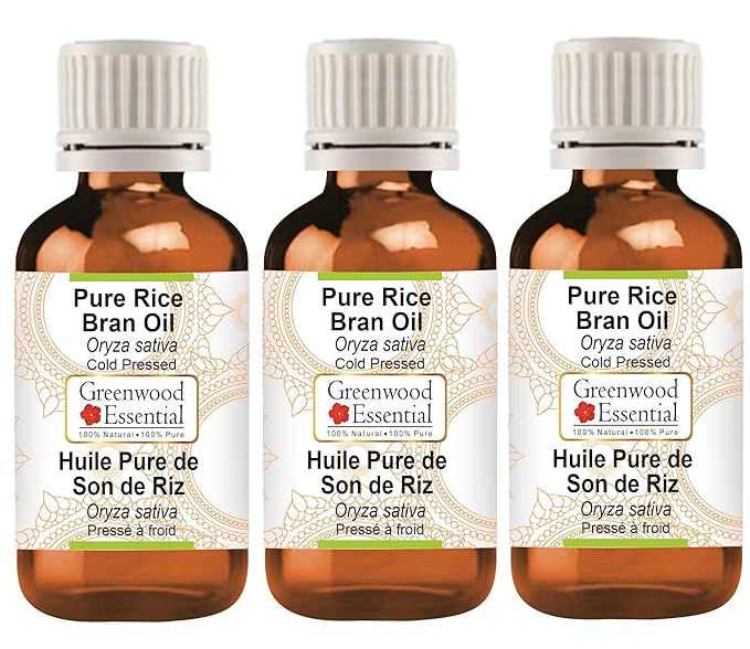 Pure Rice Bran Oil (Oryza Sativa) Cold Pressed (Pack of Three) 100ml X 3 (10 oz)